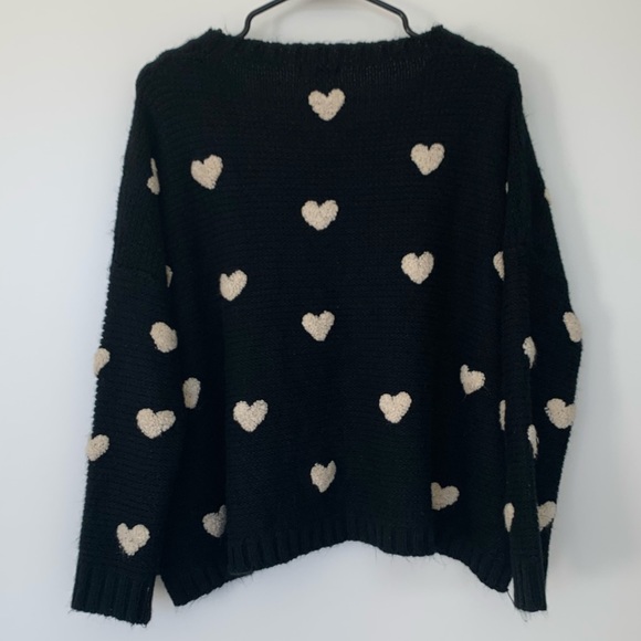 Mika and Gala Black and White Knit Heart Sweater - Picture 4 of 4
